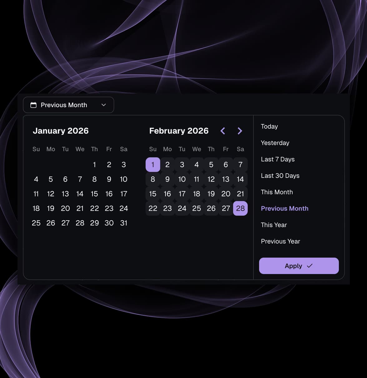 Date range picker with custom period selection for OnlyFans earnings analysis