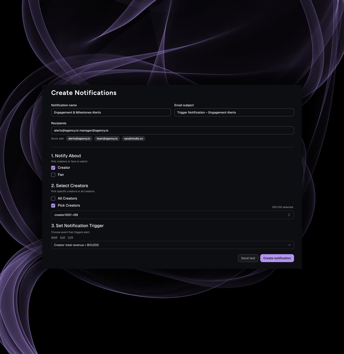 OnlyFans fan alerts and whale notification system