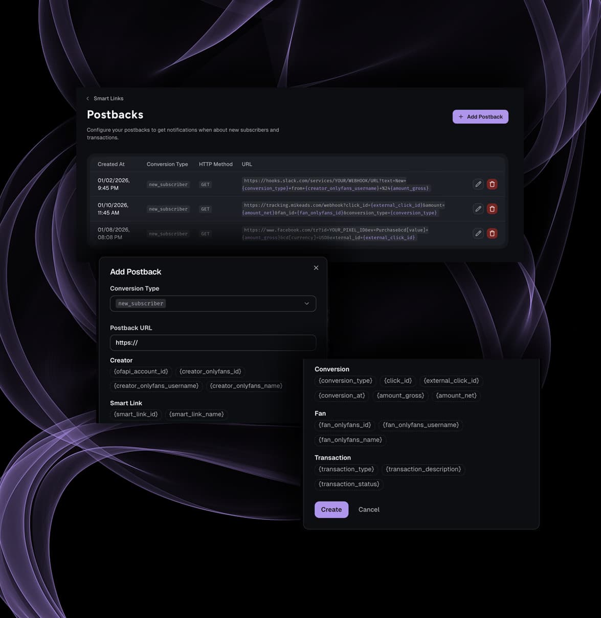 Postbacks and integrations illustration